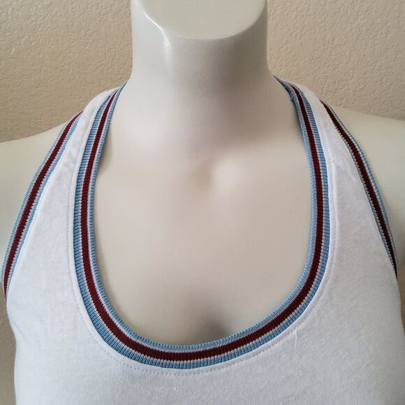Sundry Stripe Trim Racerback Tank Top Large White NWT - Picture 4 of 8